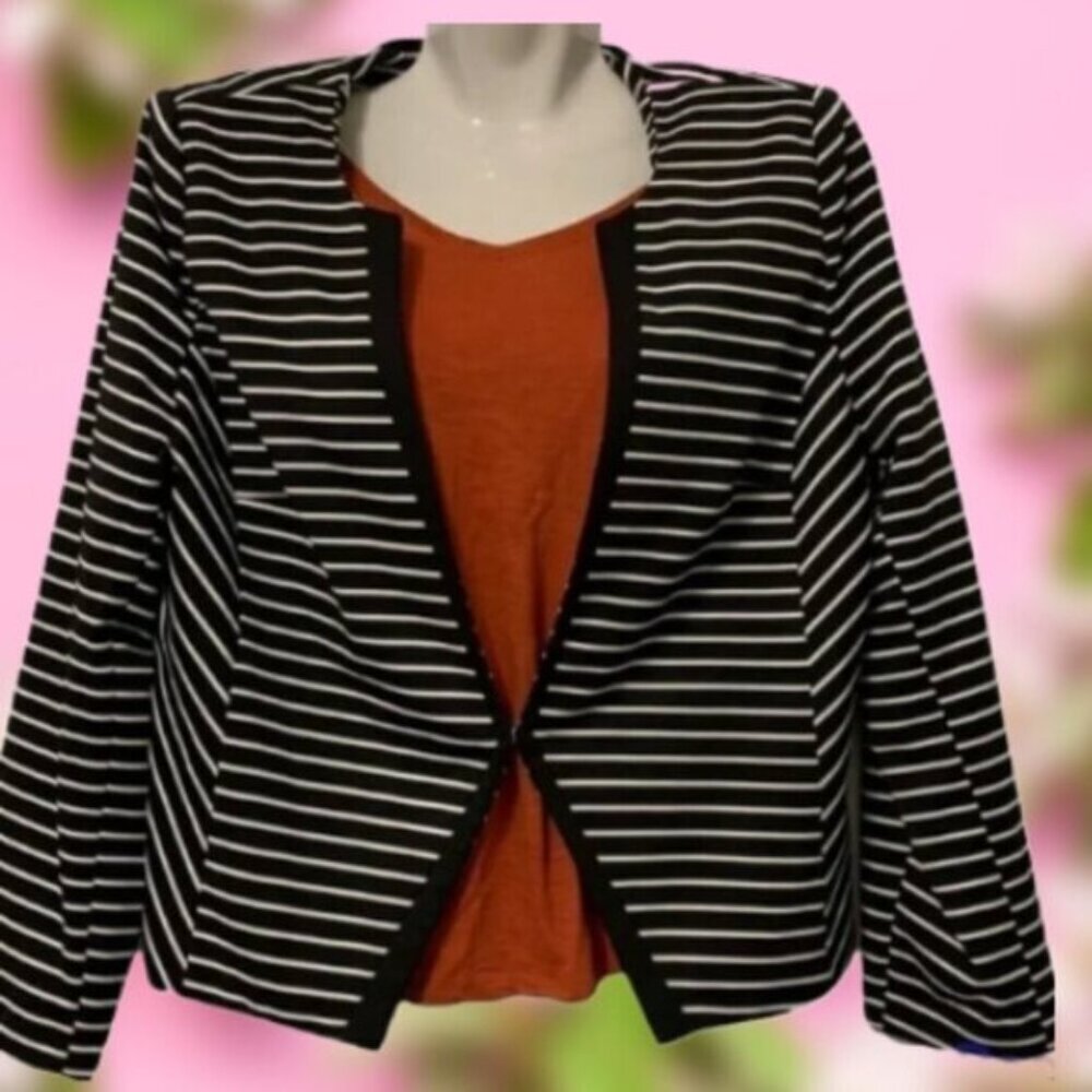 Love And Liberty Pinstripe Black And White Stripe Blazer Jacket